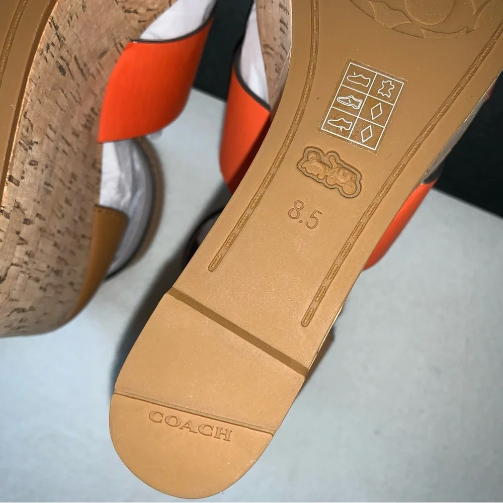 NEW! COACH Isla Colorblock Wedges, Leather & Cork, size 8.5, Brand New in Box! - Picture 12 of 16